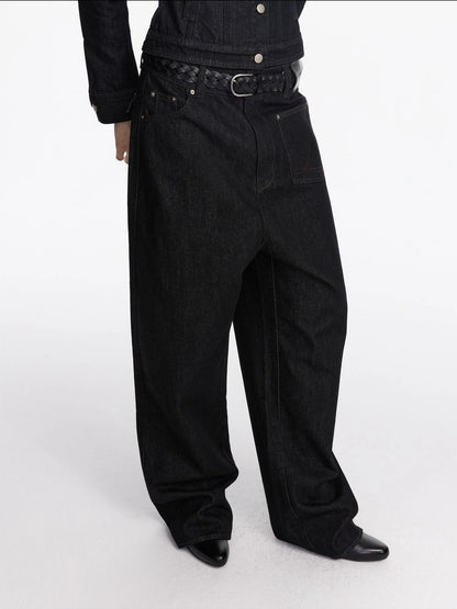 Asymmetrical Inverted Raw Denim Jeans