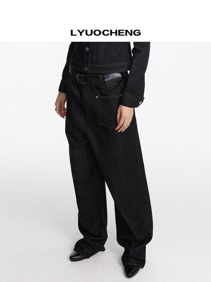 Asymmetrical Inverted Raw Denim Jeans