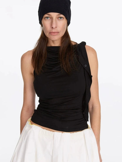 LYUOCHENG Asymmetrical Knot Sleeveless Top