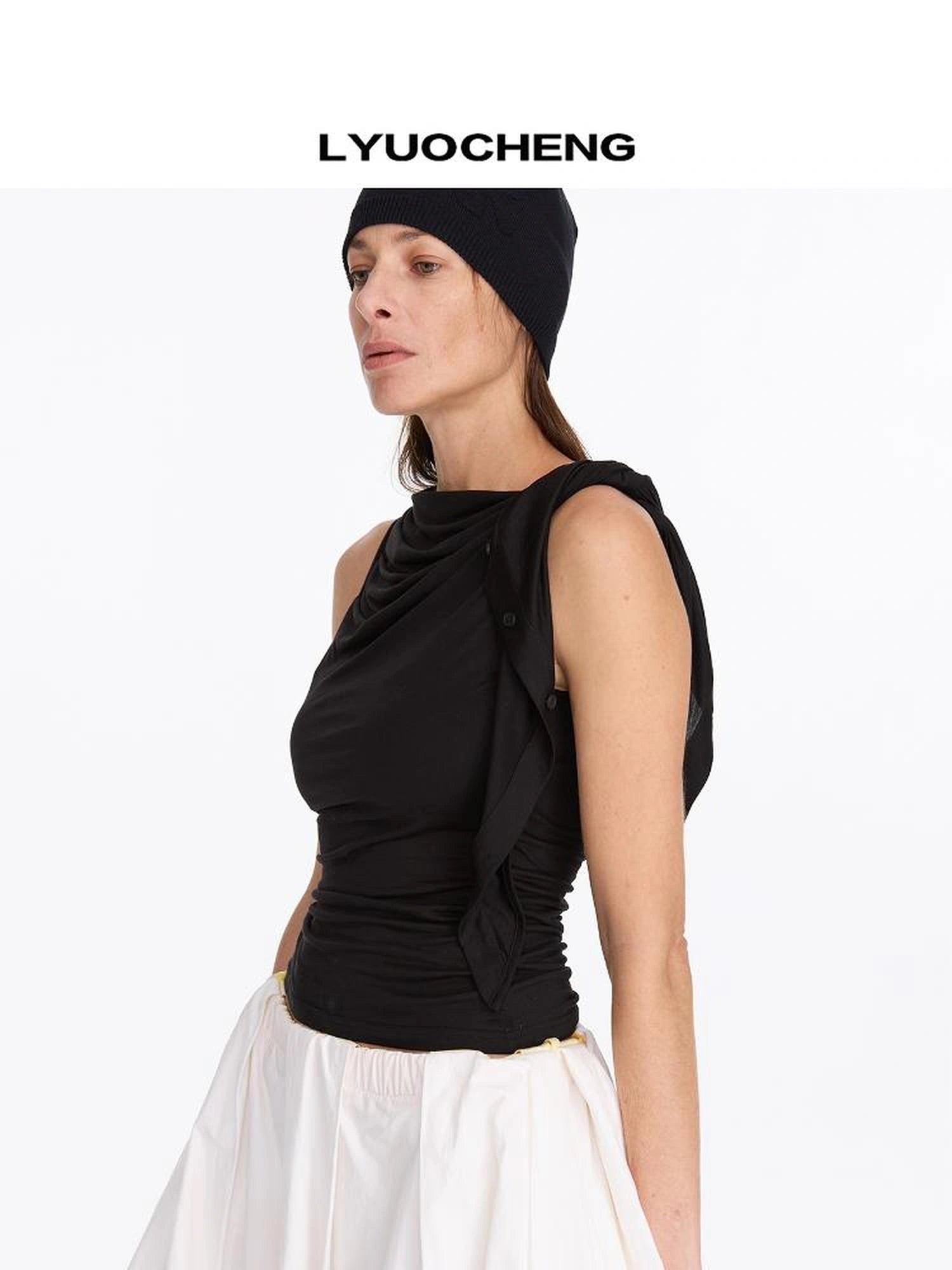 LYUOCHENG Asymmetrical Knot Sleeveless Top