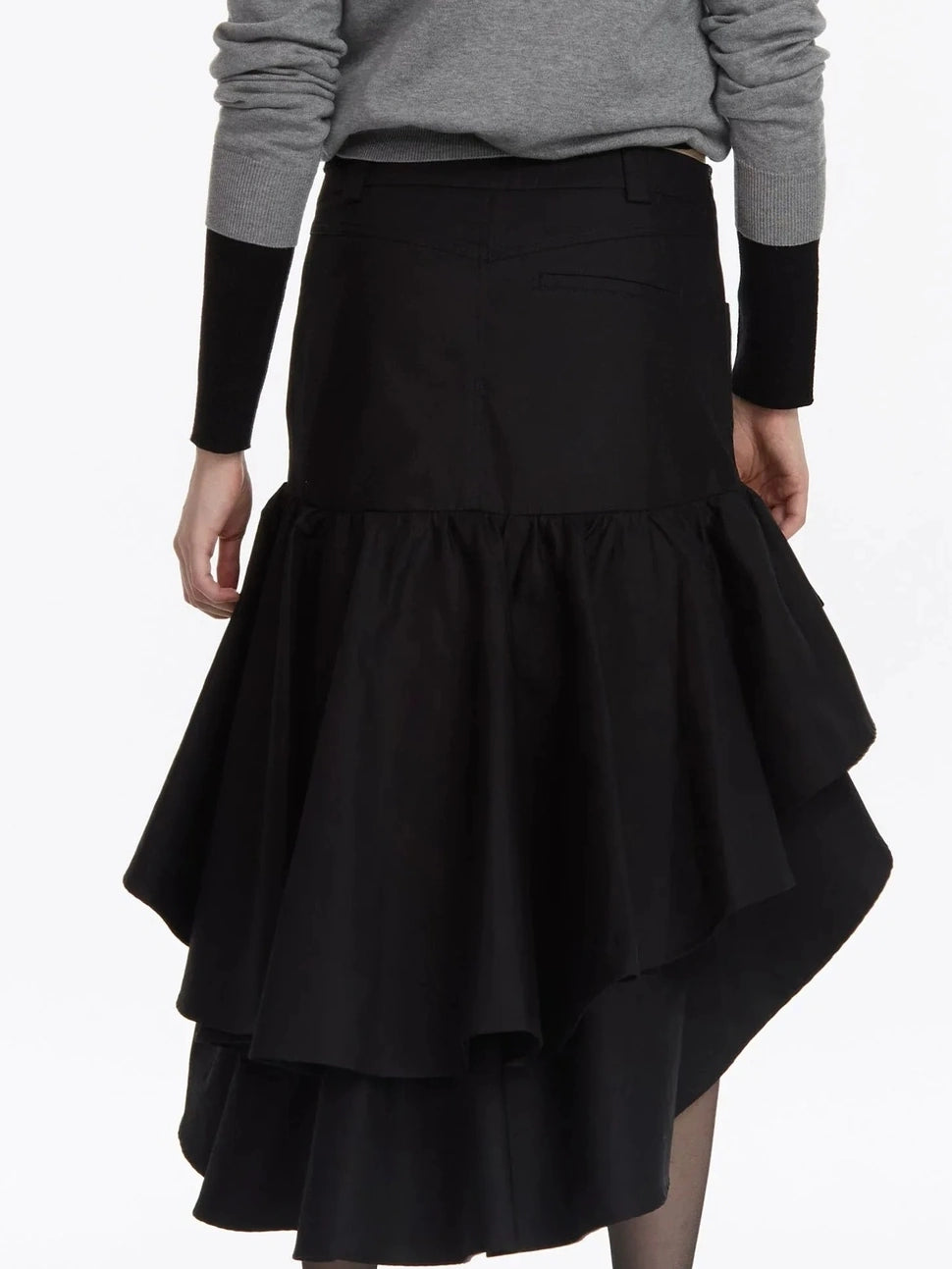 LYUOCHENG Asymmetrical Ruffle Hem A Line Skirt