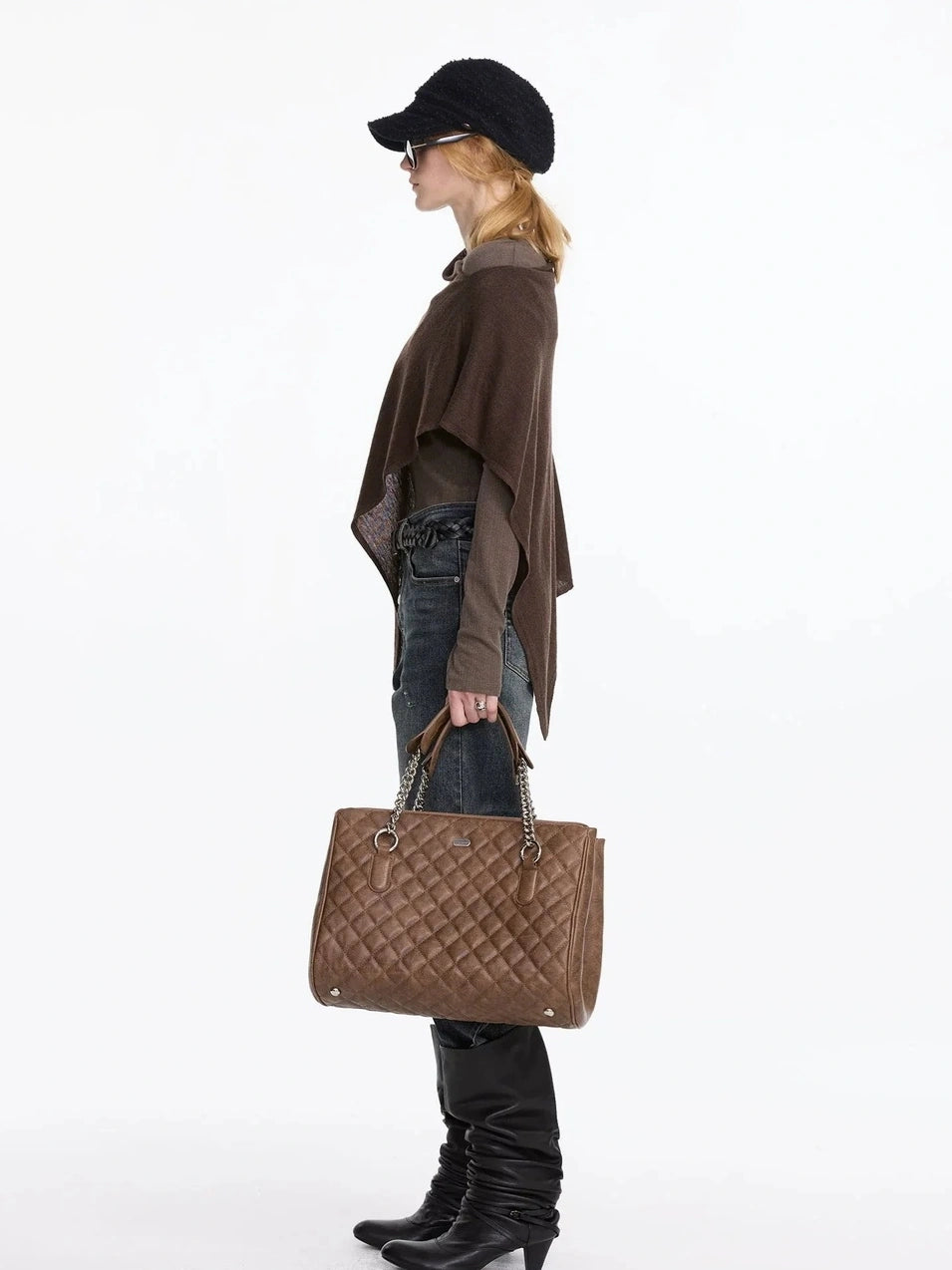 LYUOCHENG Asymmetrical Wool Blend Draped Cape Top