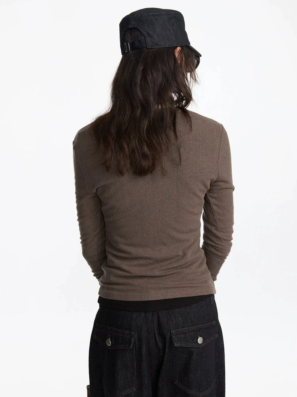 LYUOCHENG Autumn Acetate Henley Long Sleeve Top