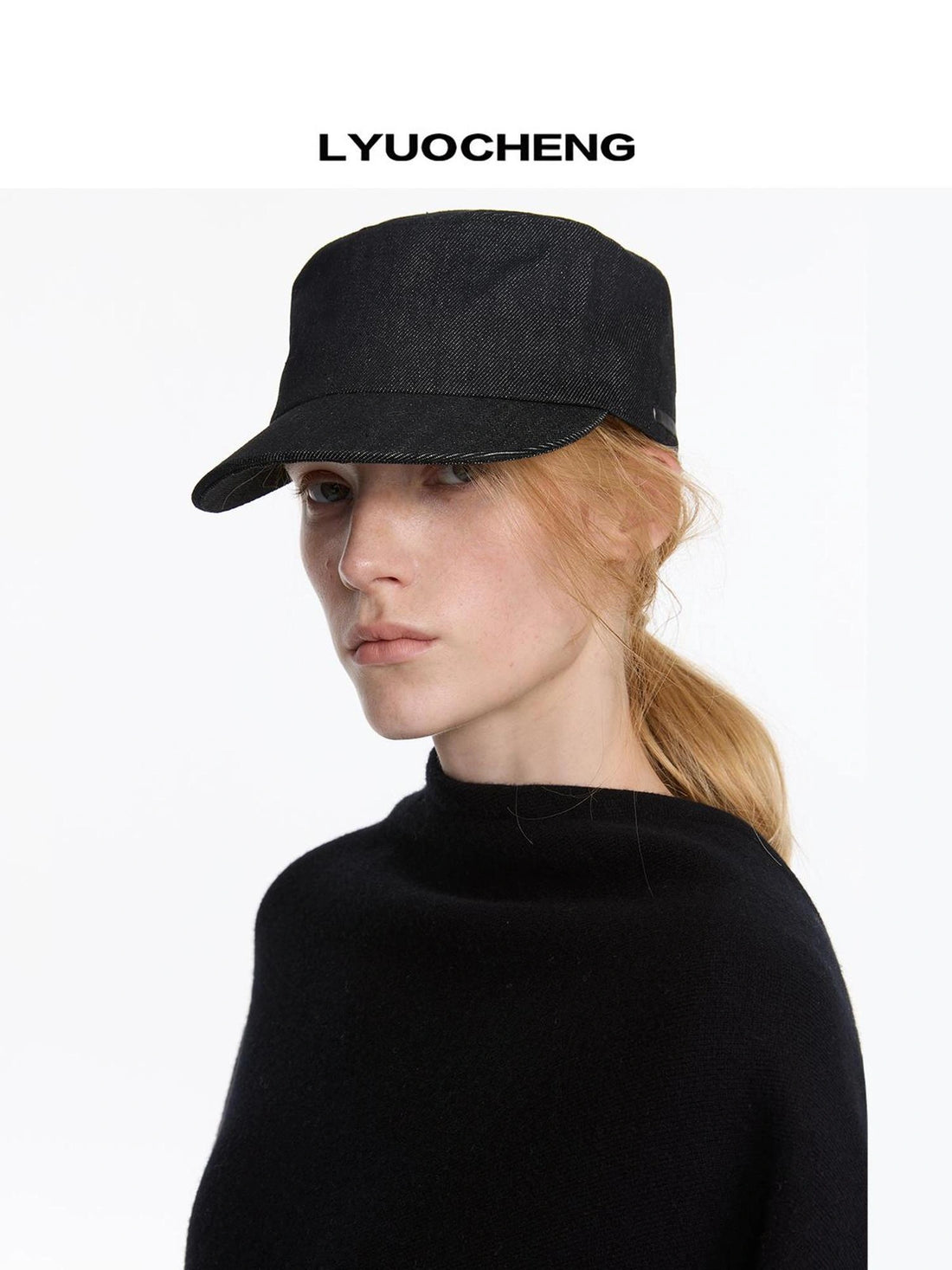 LYUOCHENG Autumn Stretchless Raw Denim Equestrian Hat