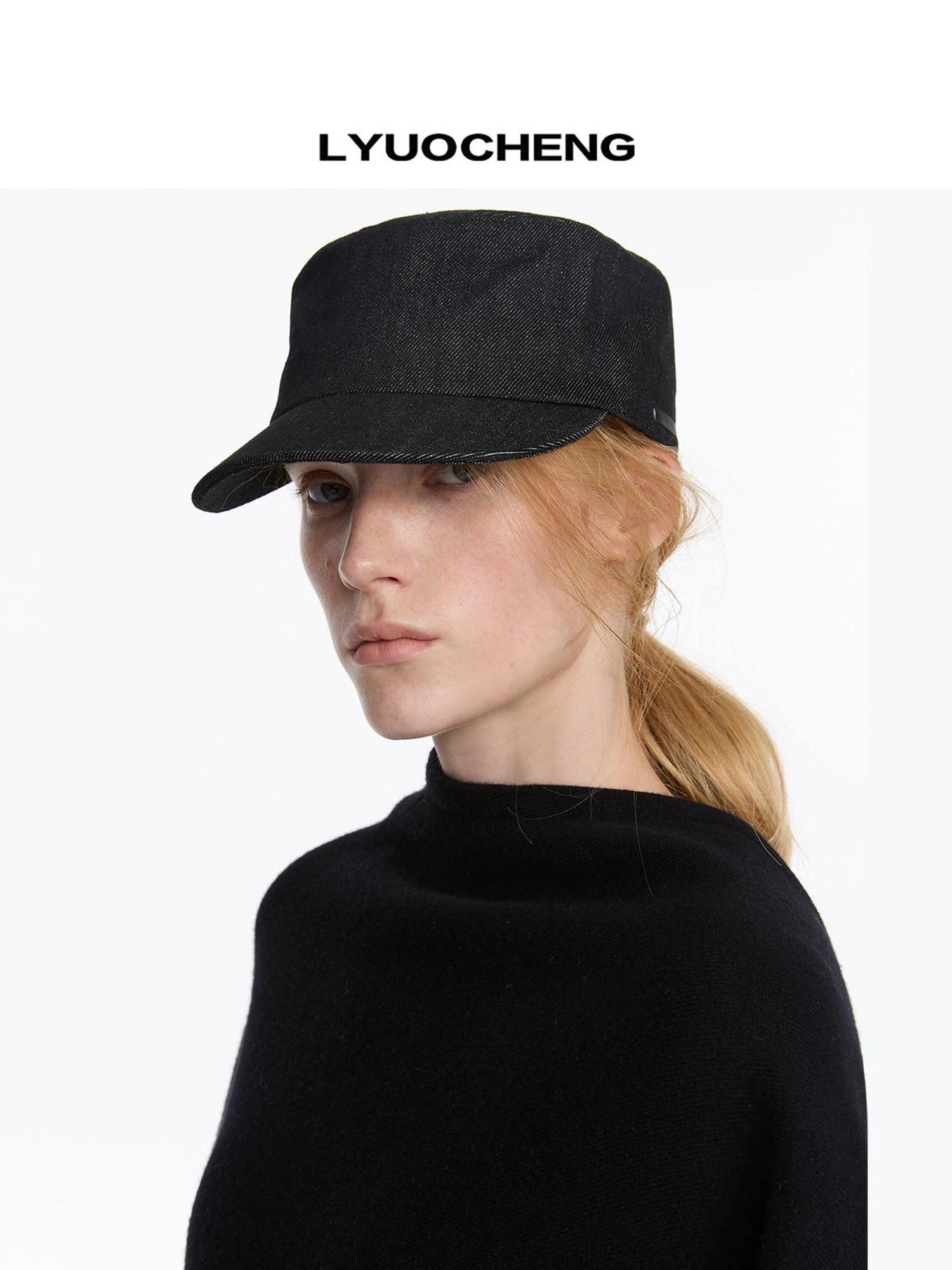 LYUOCHENG Autumn Stretchless Raw Denim Equestrian Hat