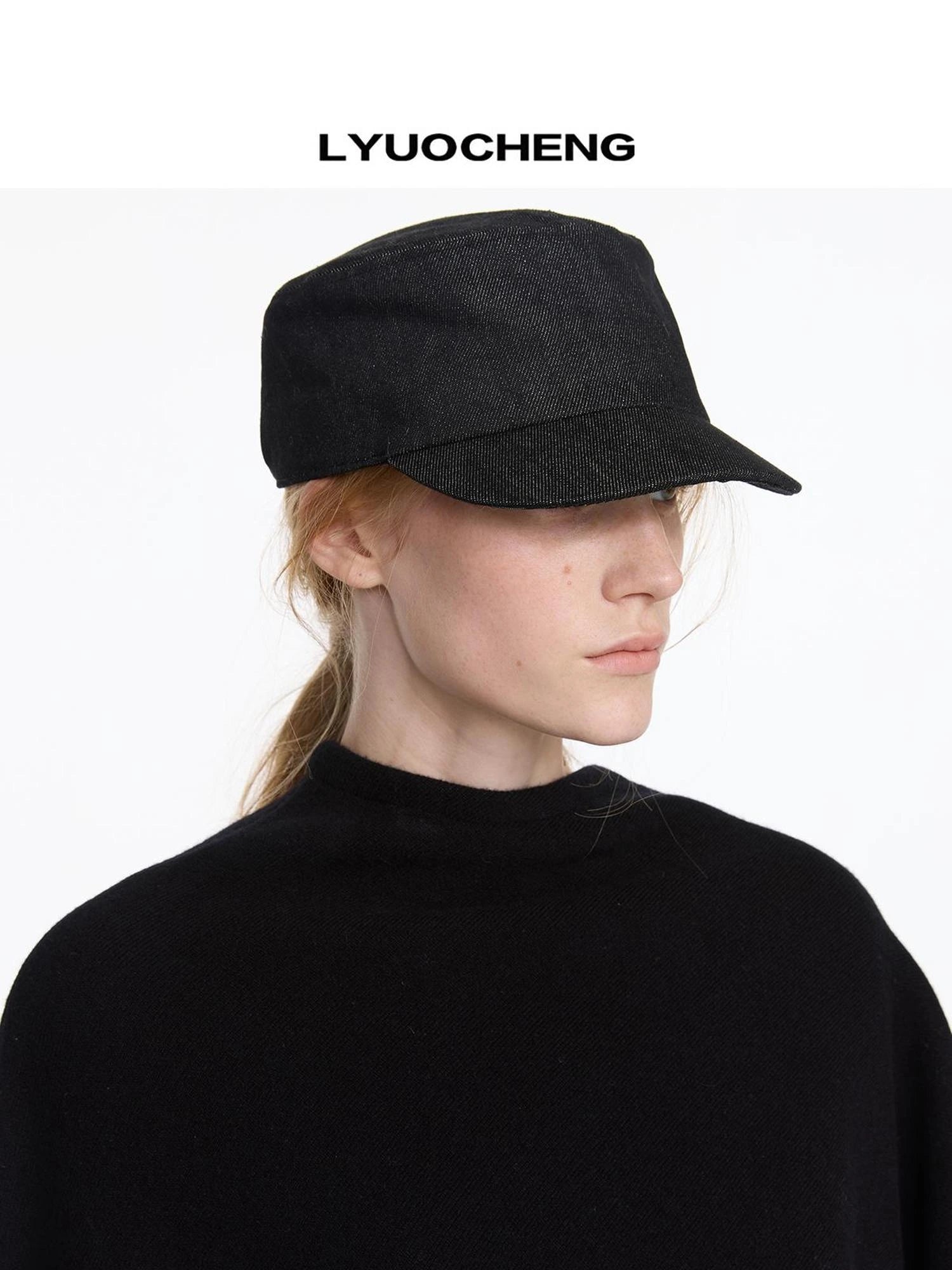 LYUOCHENG Autumn Stretchless Raw Denim Equestrian Hat