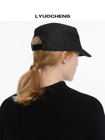 LYUOCHENG Autumn Stretchless Raw Denim Equestrian Hat