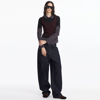 LYUOCHENG_Autumn_Winter_Fake_Three_Piece_Plaid_Polo_Long_Sleeve_Top_MISSTT