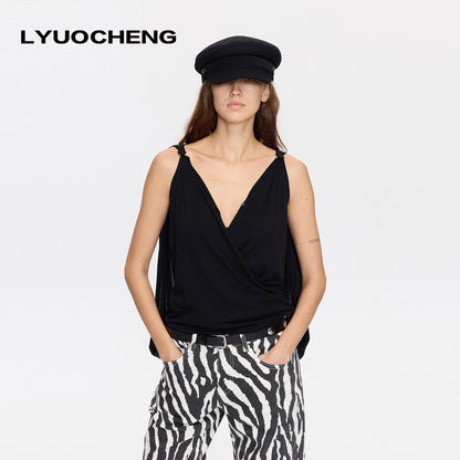 LYUOCHENG_Backless_Cross_Cape_V-neck_Strappy_Loose_Breathable_Women&