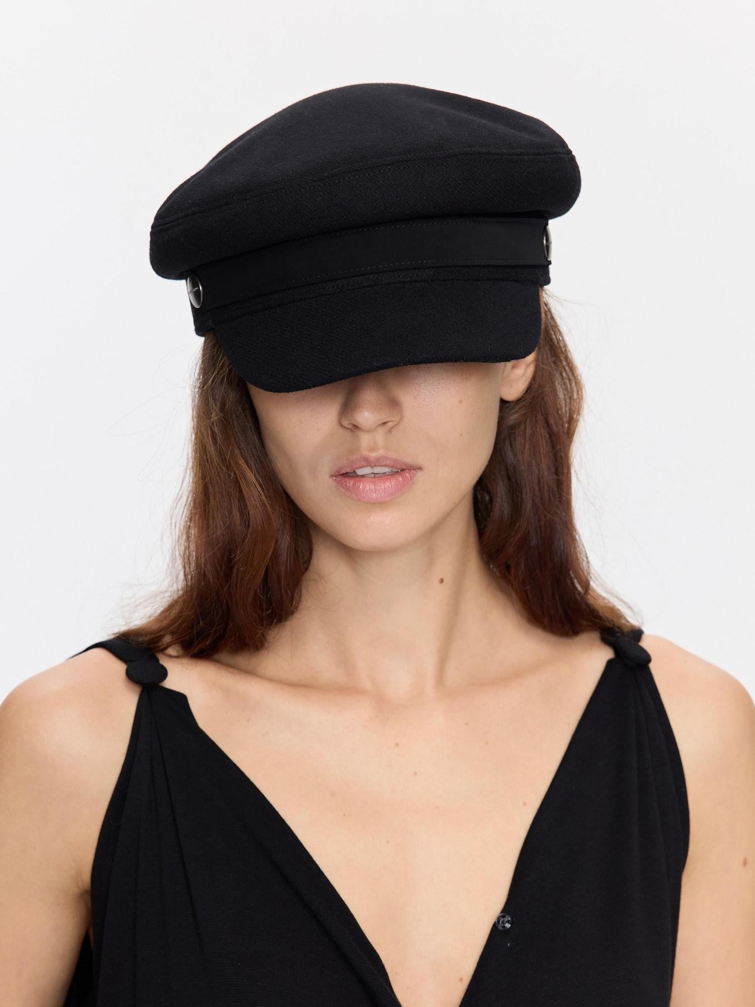 LYUOCHENG Black Adjustable Flat Top Stiff Short Brim Casual Women&
