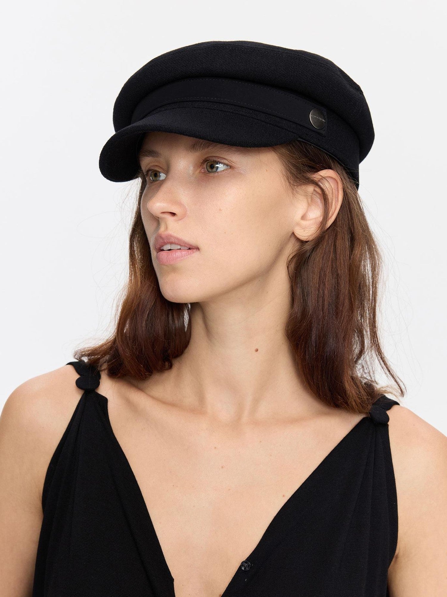 LYUOCHENG Black Adjustable Flat Top Stiff Short Brim Casual Women&