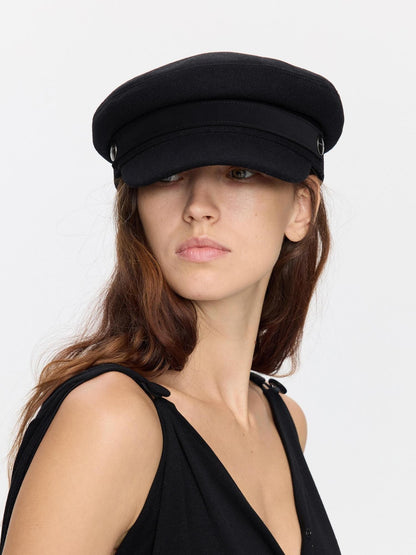 LYUOCHENG Black Adjustable Flat Top Stiff Short Brim Casual Women&