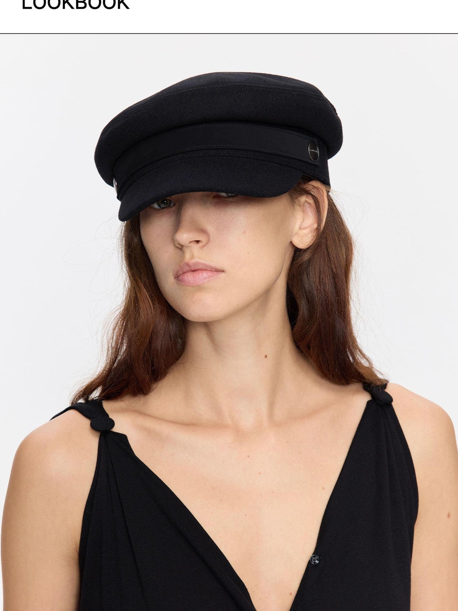 LYUOCHENG Black Adjustable Flat Top Stiff Short Brim Casual Women&