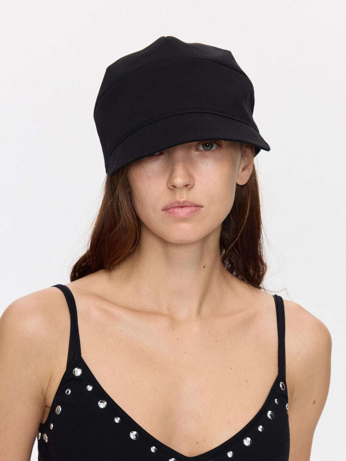 LYUOCHENG Black Adjustable Fold Brim Eight Panel Curved Brim Women&
