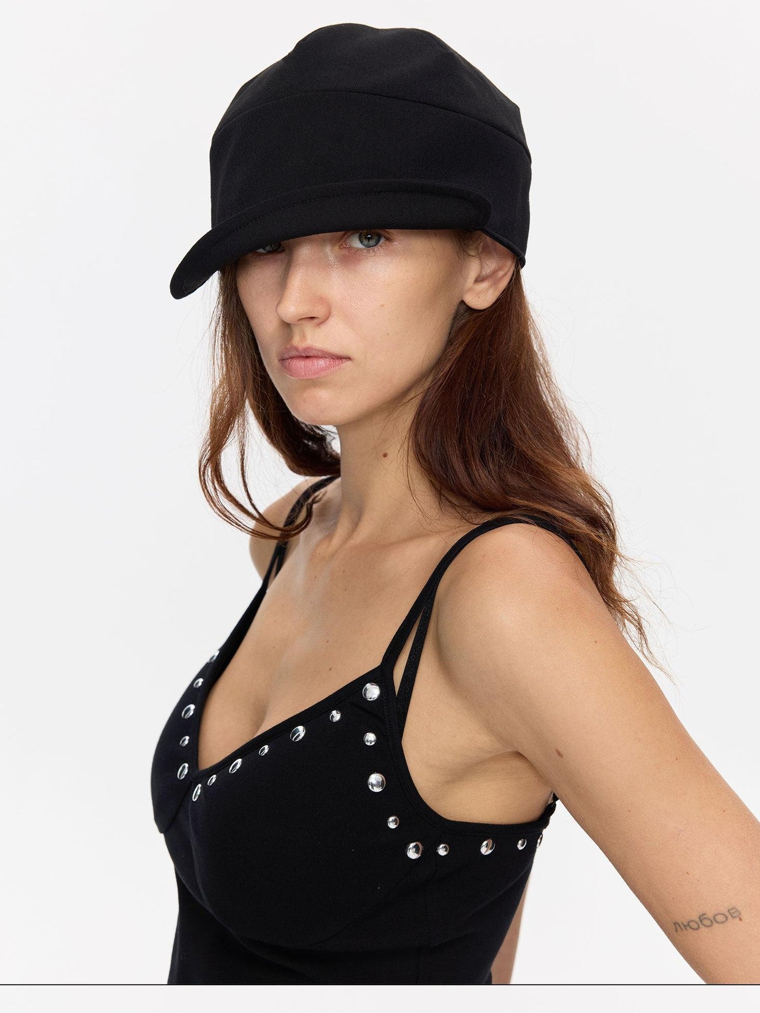 LYUOCHENG Black Adjustable Fold Brim Eight Panel Curved Brim Women&