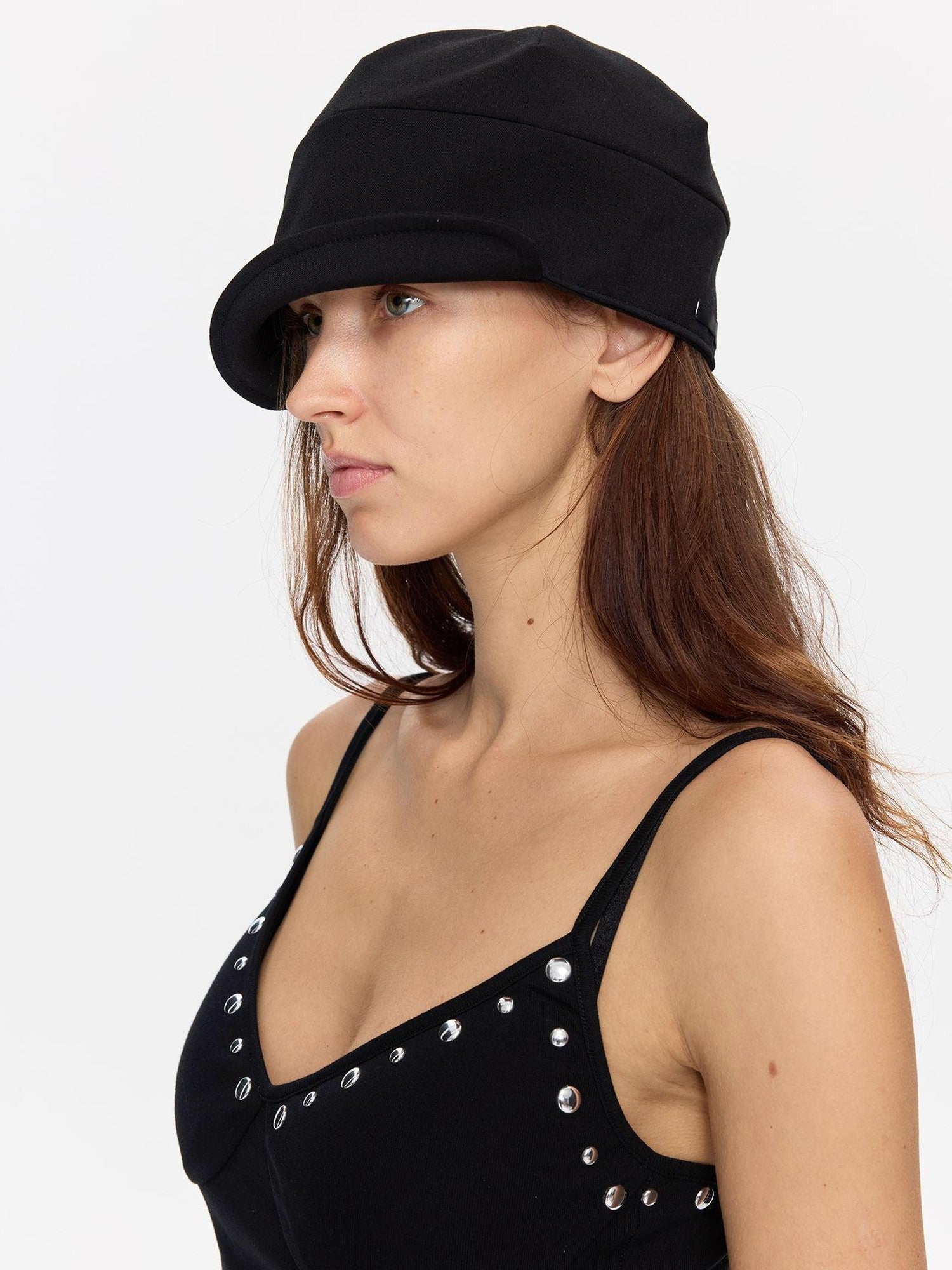 LYUOCHENG Black Adjustable Fold Brim Eight Panel Curved Brim Women&