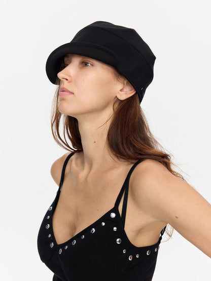 LYUOCHENG Black Adjustable Fold Brim Eight Panel Curved Brim Women&
