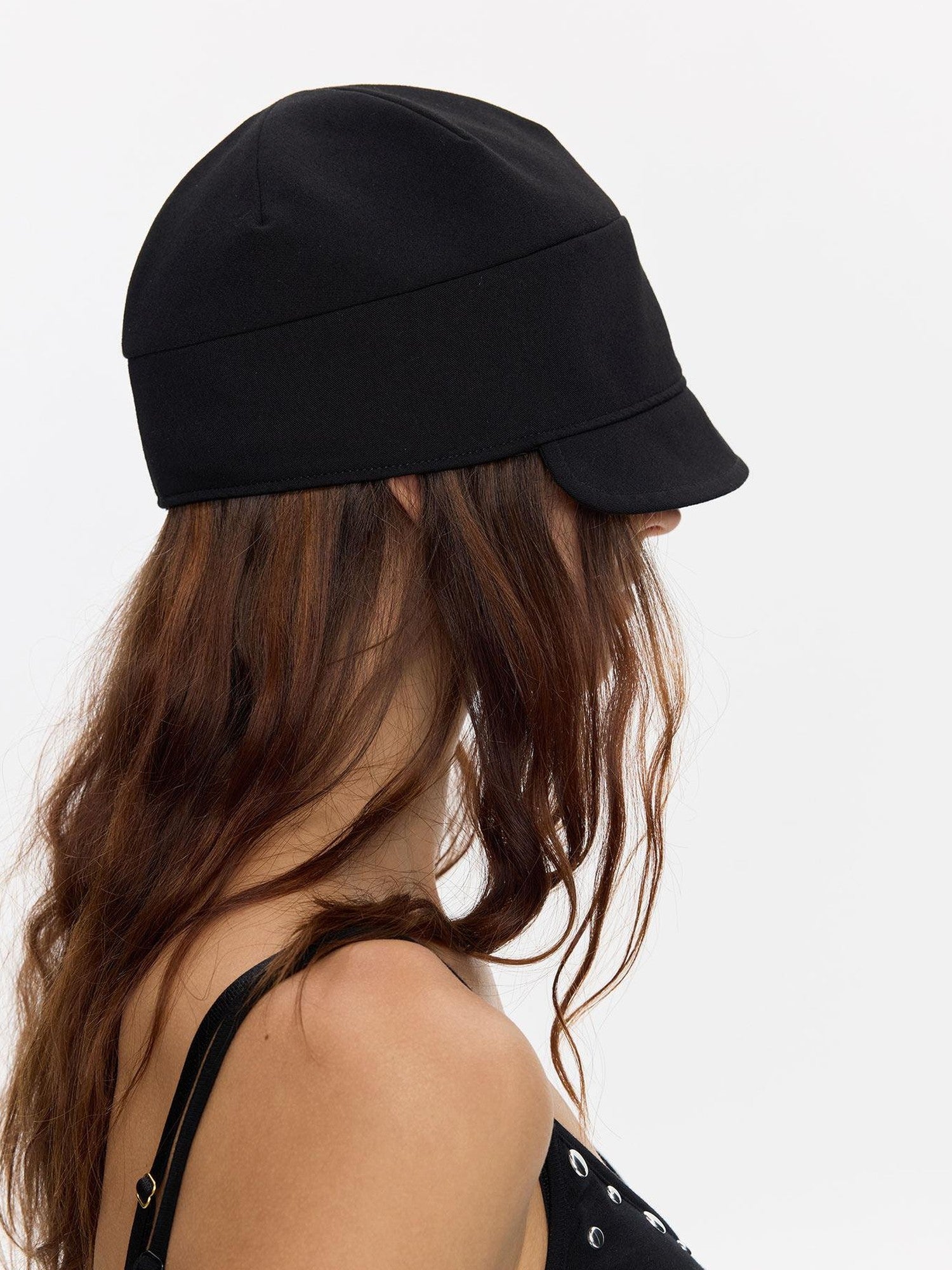LYUOCHENG Black Adjustable Fold Brim Eight Panel Curved Brim Women&