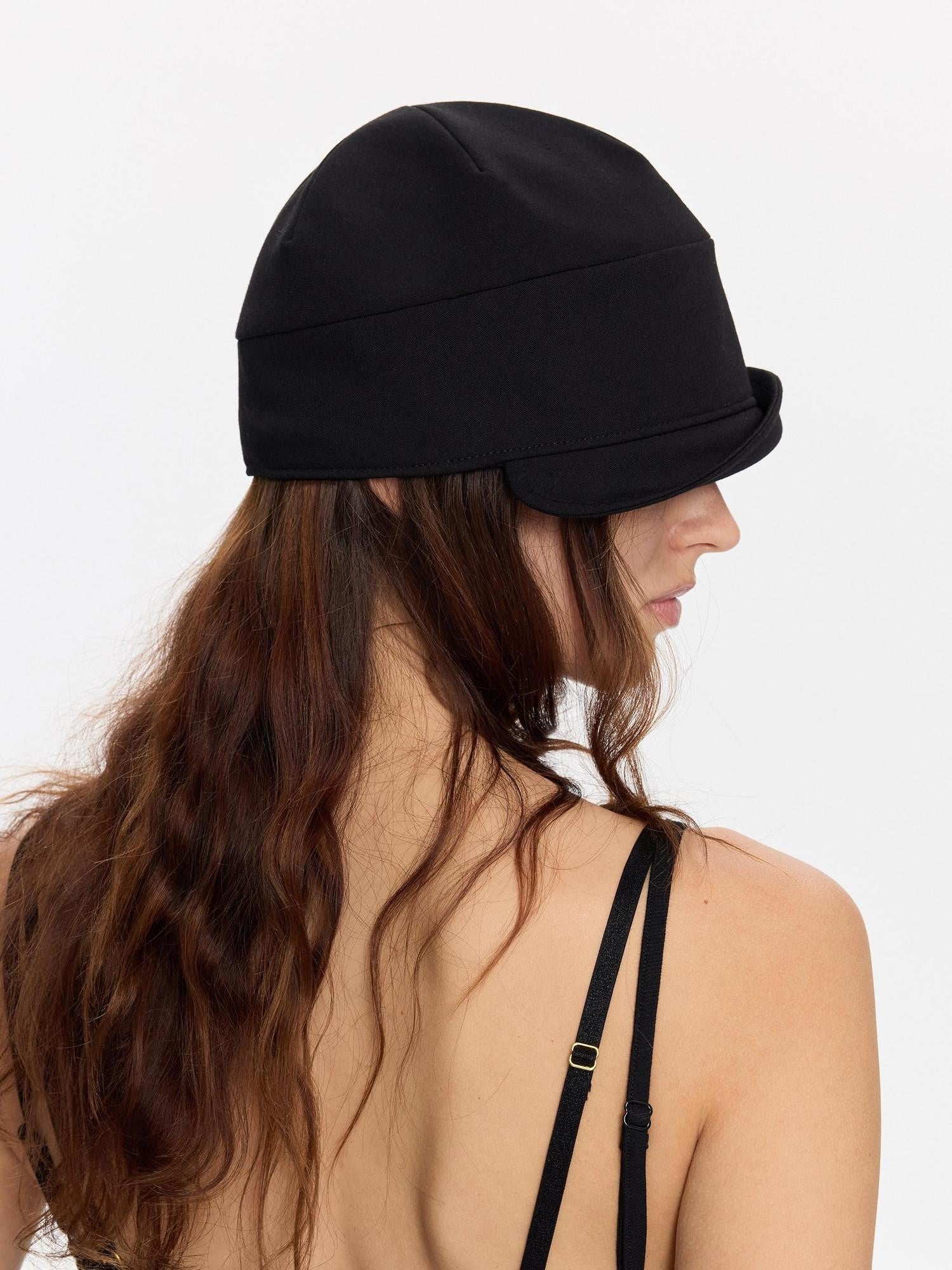 LYUOCHENG Black Adjustable Fold Brim Eight Panel Curved Brim Women&