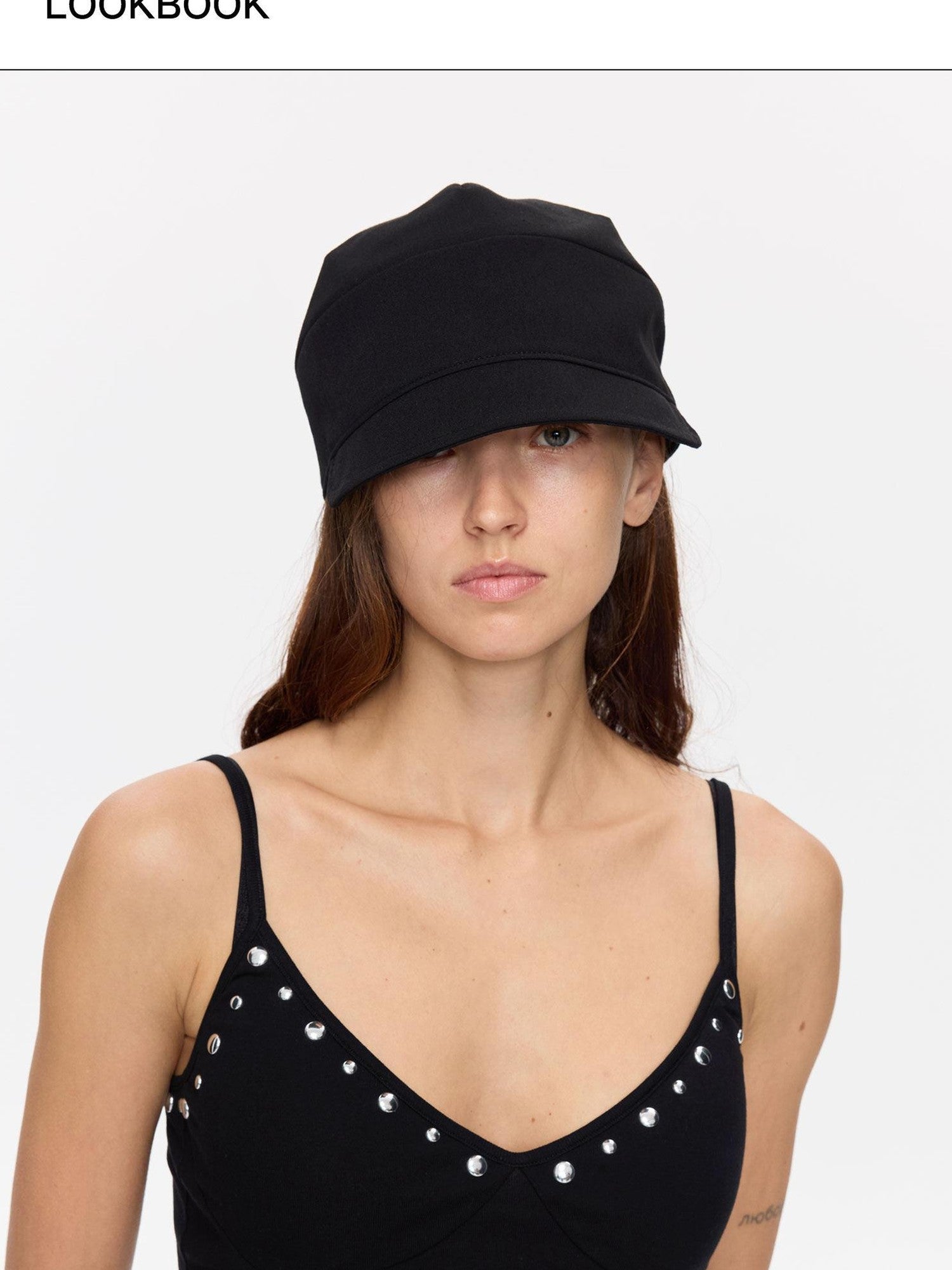 LYUOCHENG Black Adjustable Fold Brim Eight Panel Curved Brim Women&