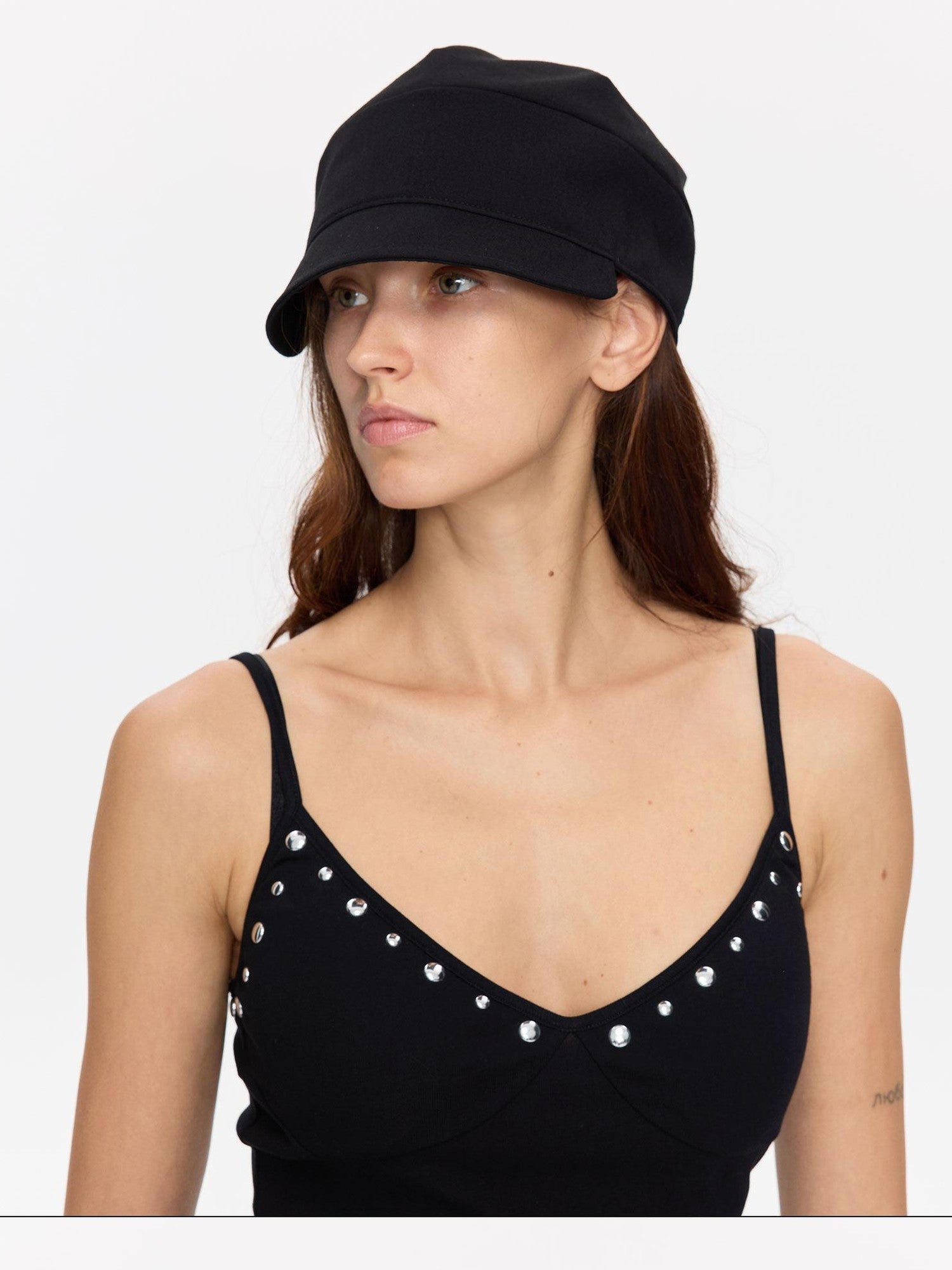 LYUOCHENG Black Adjustable Fold Brim Eight Panel Curved Brim Women&