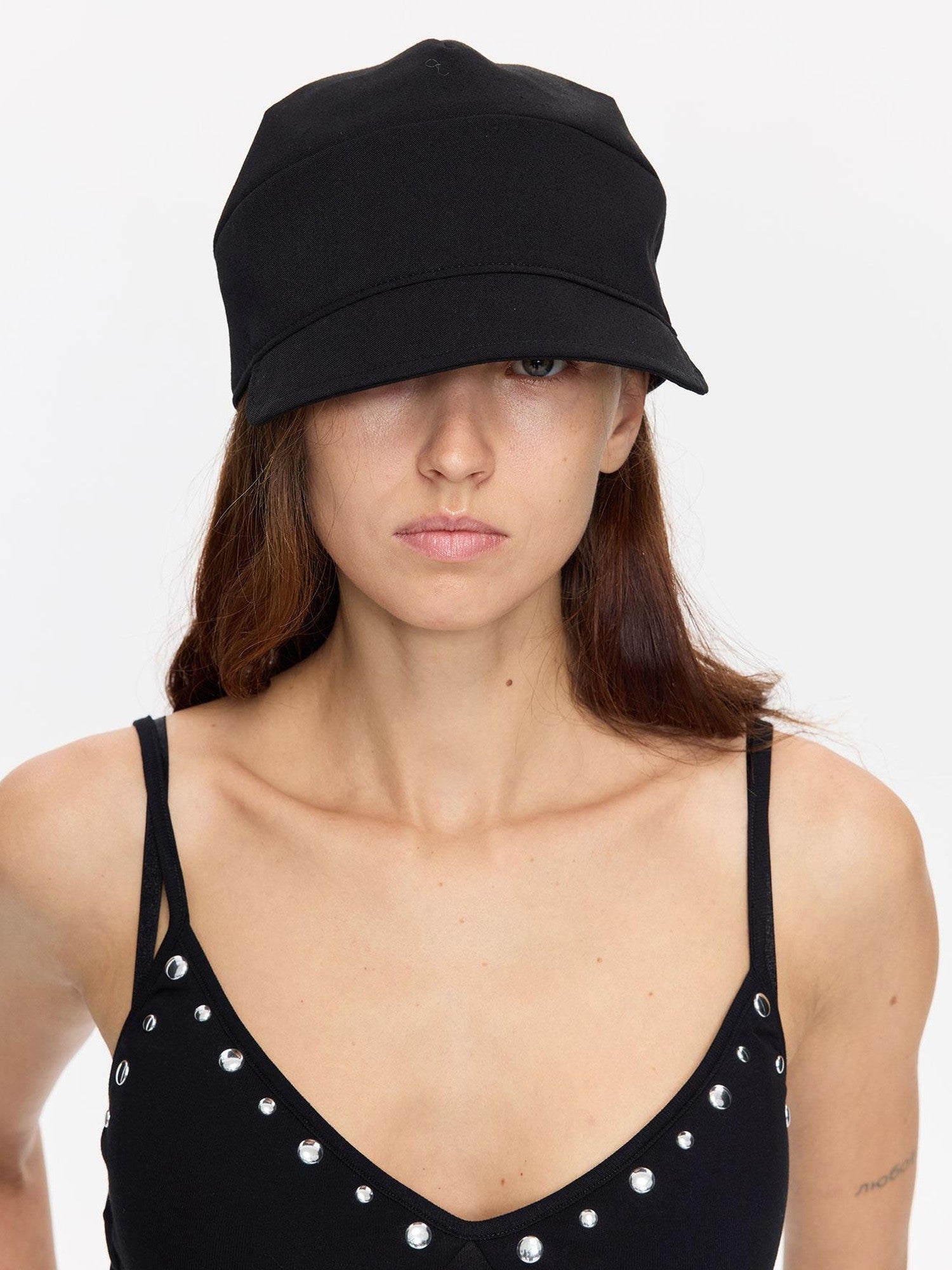 LYUOCHENG Black Adjustable Fold Brim Eight Panel Curved Brim Women&