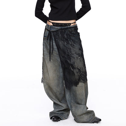 LYUOCHENG_Black_And_White_One_Piece_Lace_Tie_Mid_Skirt_Natural_Waist_Women&