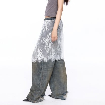 LYUOCHENG_Black_And_White_One_Piece_Lace_Tie_Mid_Skirt_Natural_Waist_Women&