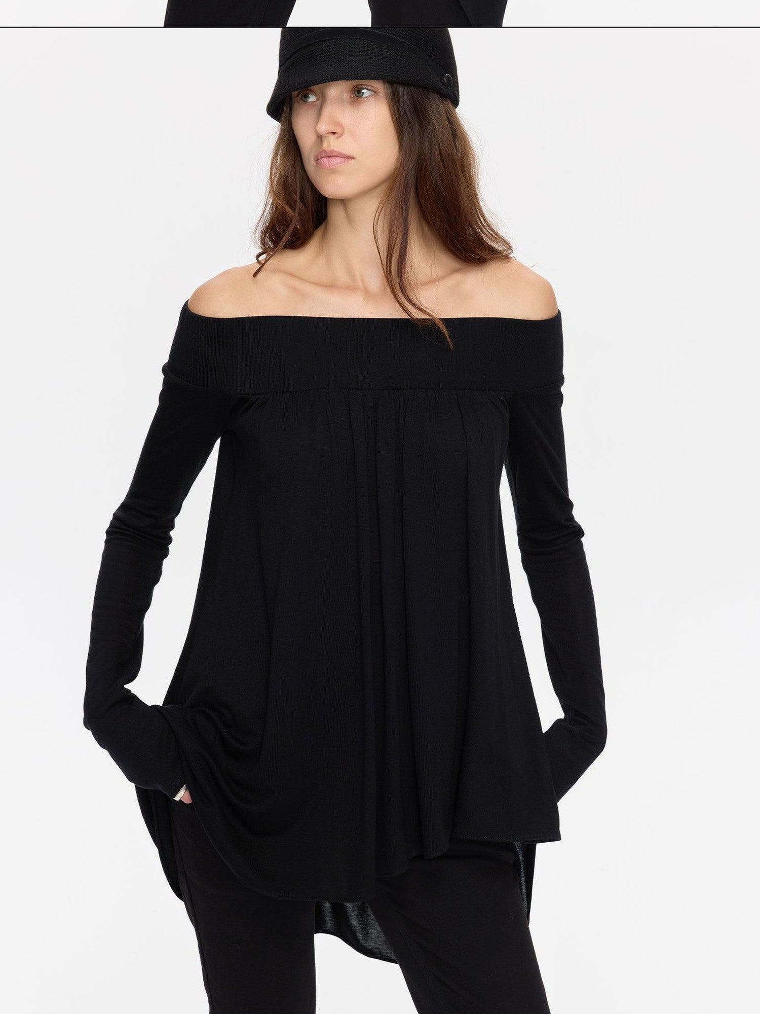 LYUOCHENG Black Asymmetric Ruched Loose Women&