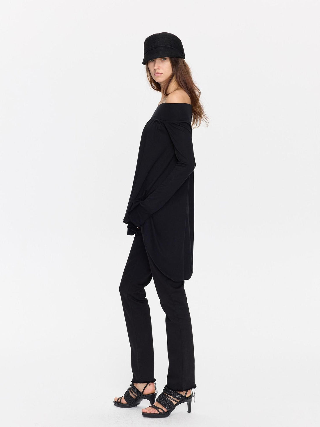 LYUOCHENG Black Asymmetric Ruched Loose Women&