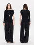 LYUOCHENG Black Asymmetric Shirred Casual Women&