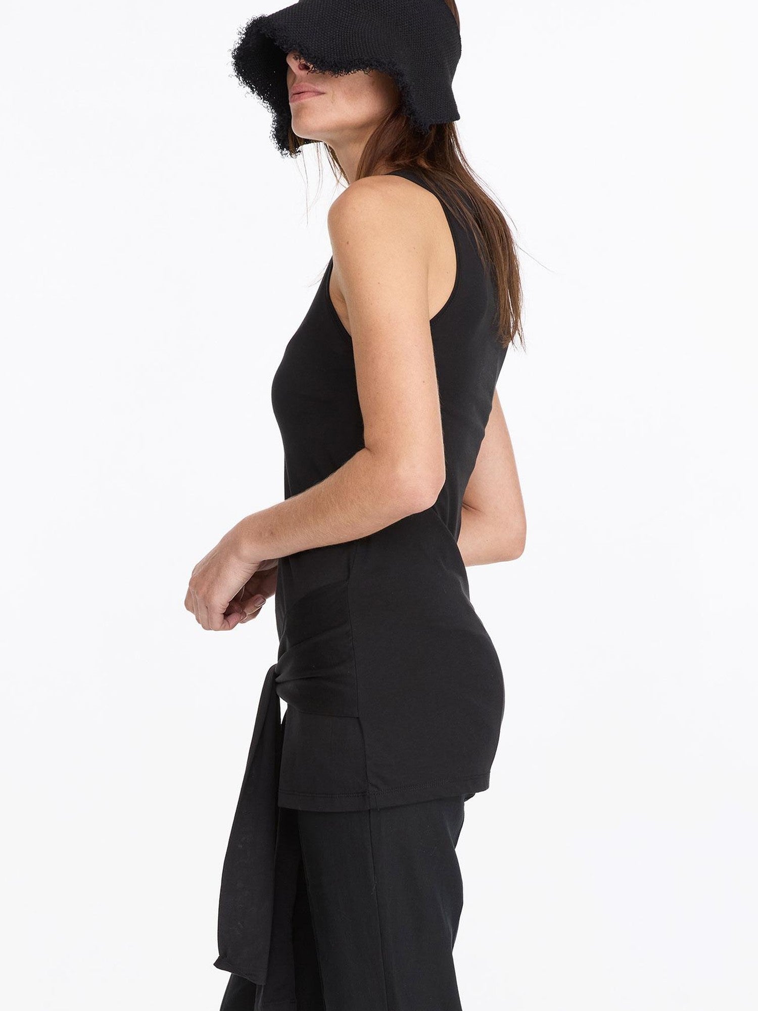 LYUOCHENG Black Asymmetrical Tie Racerback Women&
