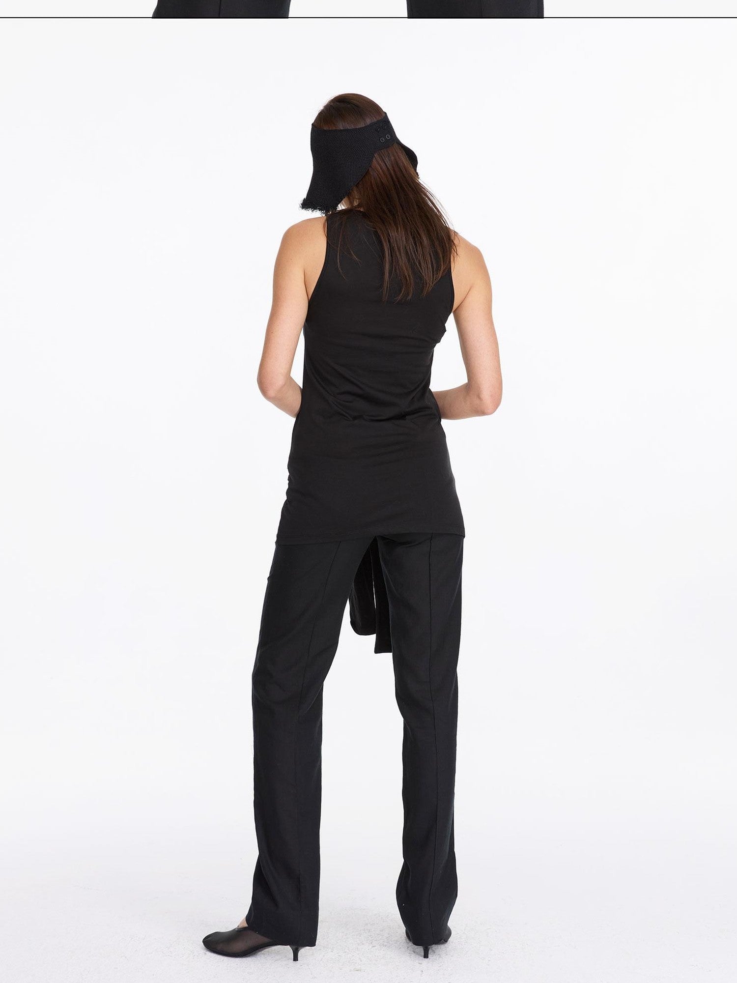 LYUOCHENG Black Asymmetrical Tie Racerback Women&