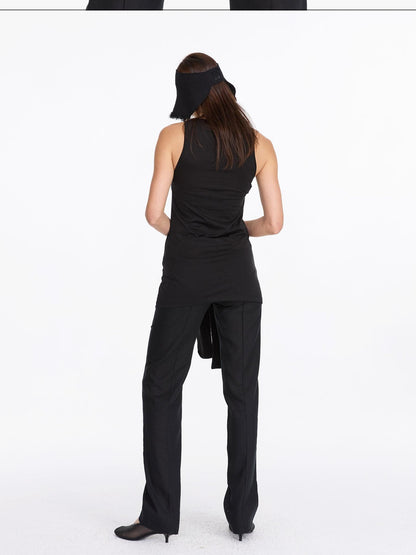LYUOCHENG Black Asymmetrical Tie Racerback Women&