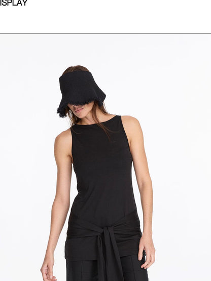 LYUOCHENG Black Asymmetrical Tie Racerback Women&