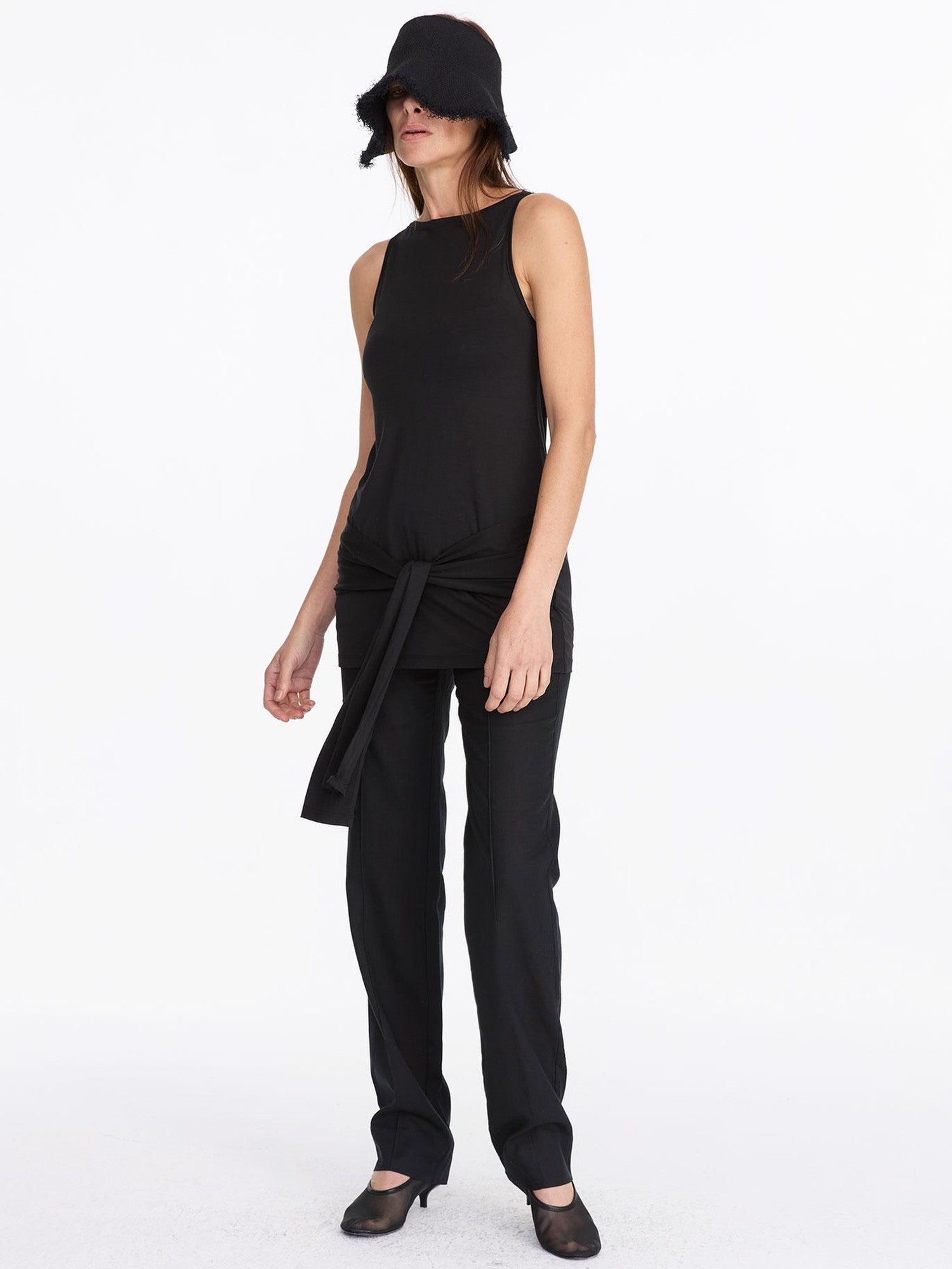 LYUOCHENG Black Asymmetrical Tie Racerback Women&