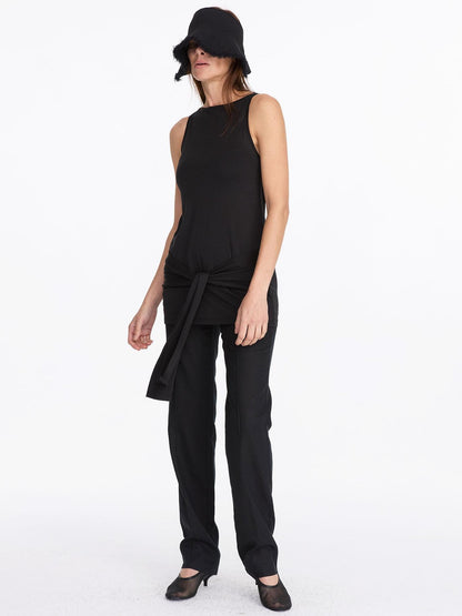 LYUOCHENG Black Asymmetrical Tie Racerback Women&