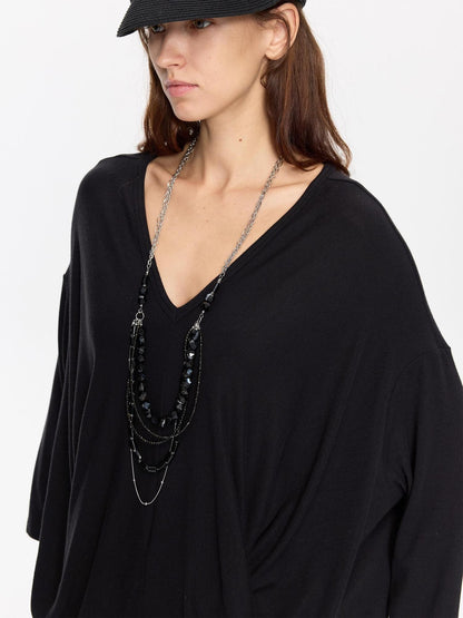 LYUOCHENG Black Beaded Adjustable Multi Layer Women&