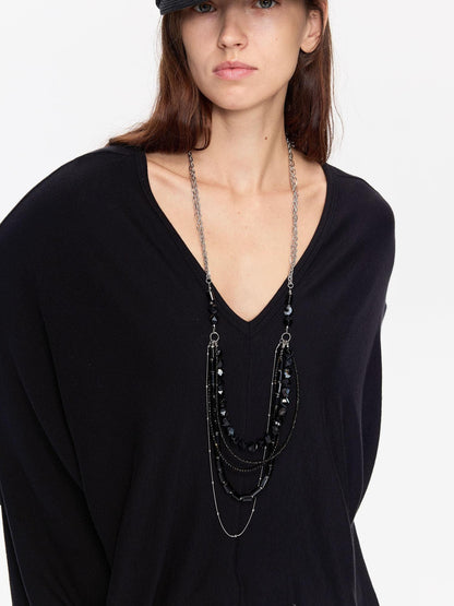 LYUOCHENG Black Beaded Adjustable Multi Layer Women&