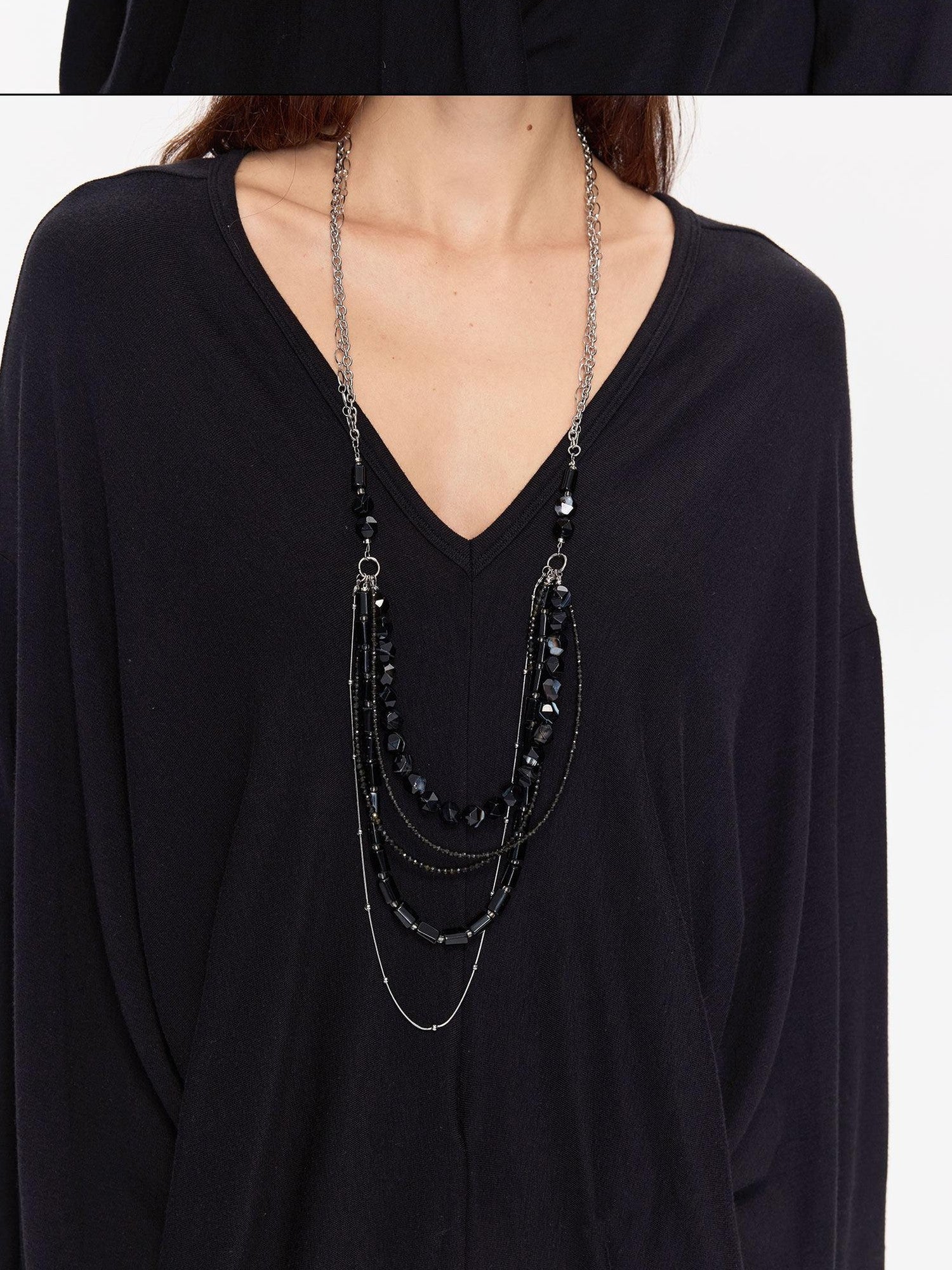 LYUOCHENG Black Beaded Adjustable Multi Layer Women&