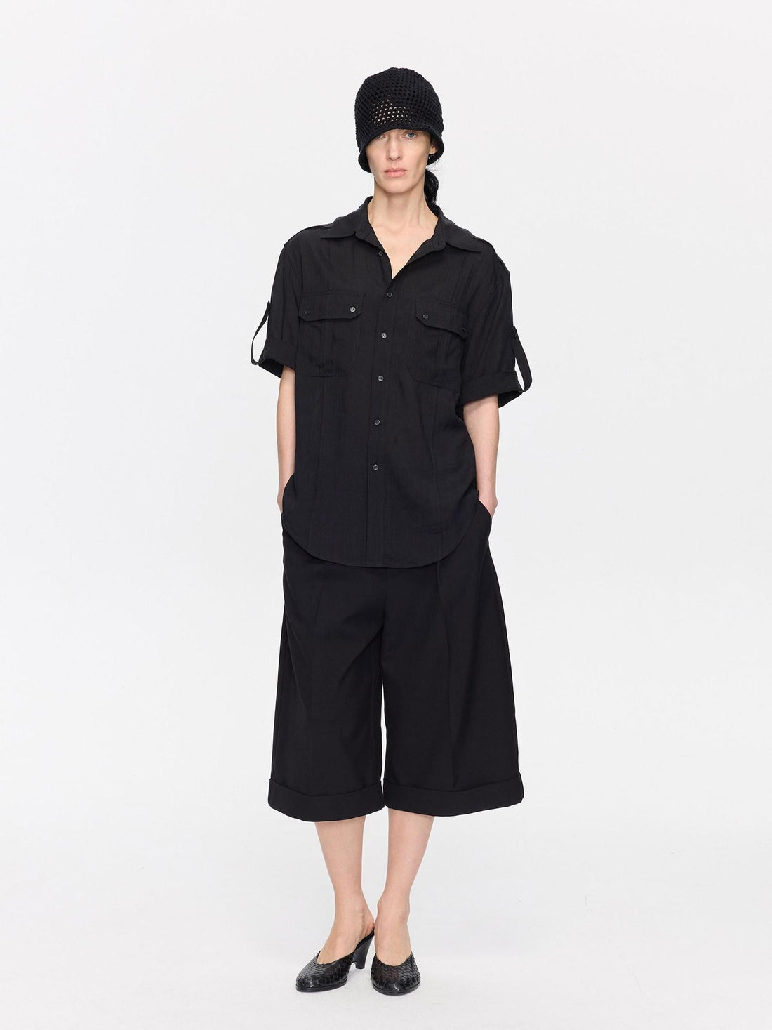 LYUOCHENG Black Classic Casual Cropped Low Rise Women&