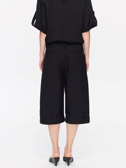 LYUOCHENG Black Classic Casual Cropped Low Rise Women&