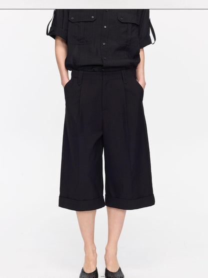LYUOCHENG Black Classic Casual Cropped Low Rise Women&