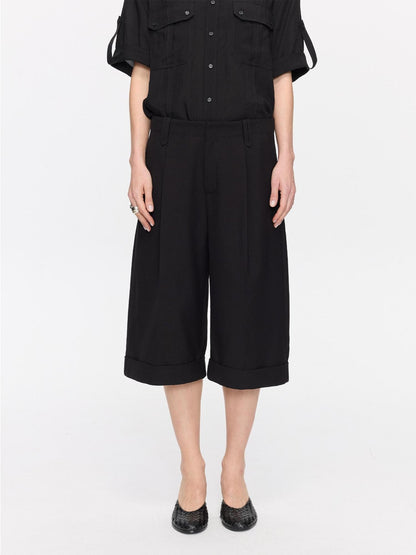 LYUOCHENG Black Classic Casual Cropped Low Rise Women&