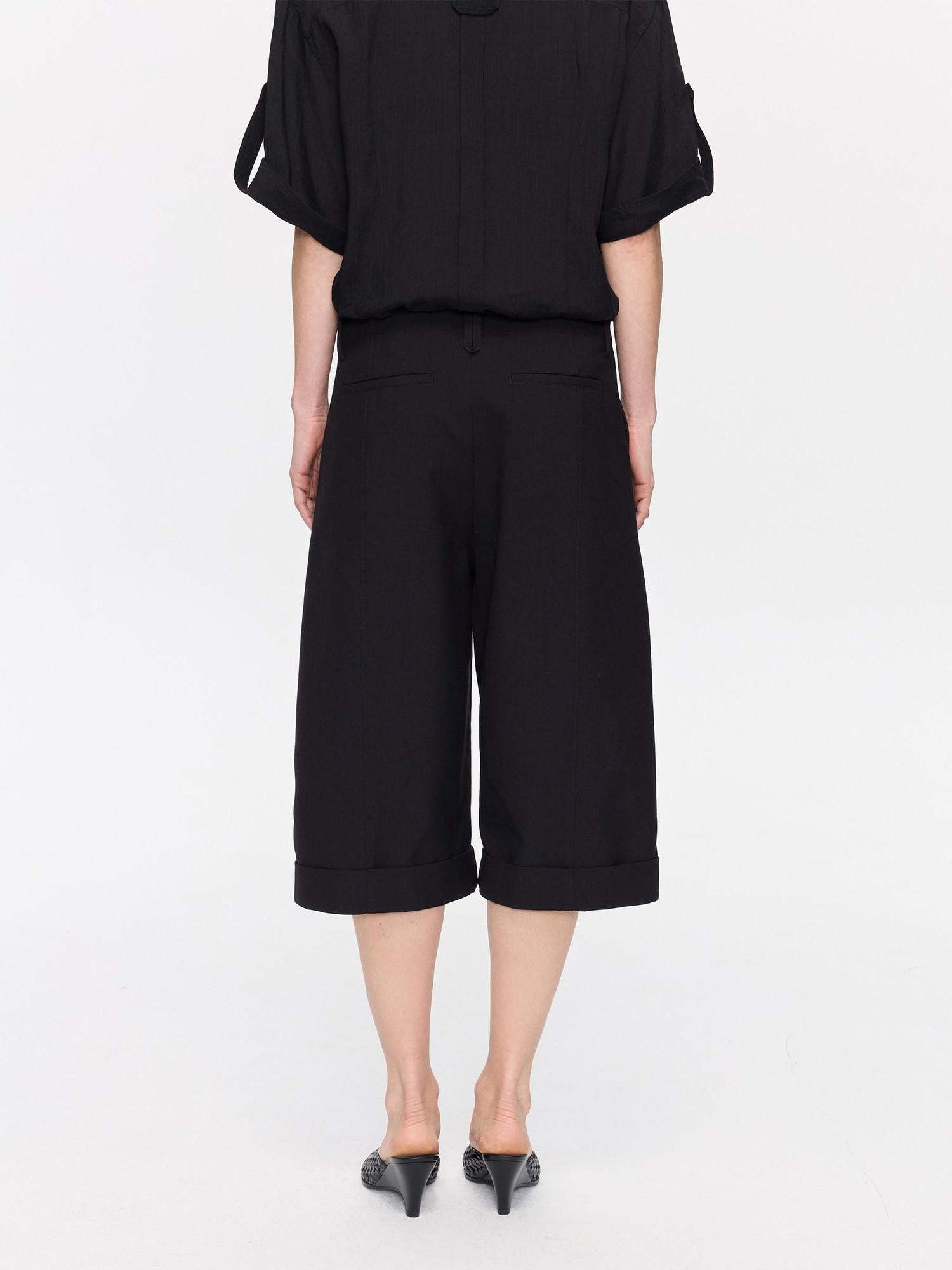 LYUOCHENG Black Classic Casual Cropped Low Rise Women&