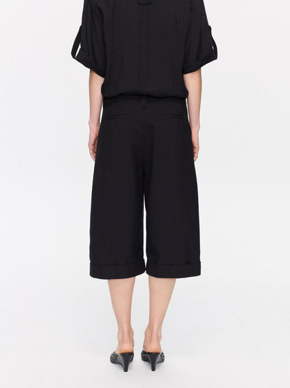 LYUOCHENG Black Classic Casual Cropped Low Rise Women&