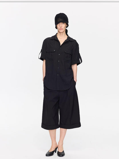 LYUOCHENG Black Classic Casual Cropped Low Rise Women&