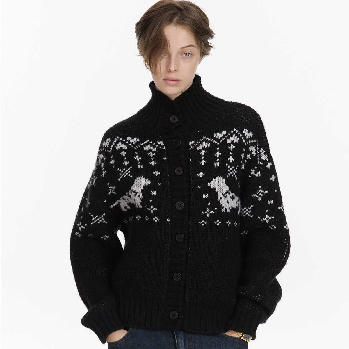 LYUOCHENG_Black_Dachshund_Jacquard_Fair_Isle_High_Neck_Loose_Women&