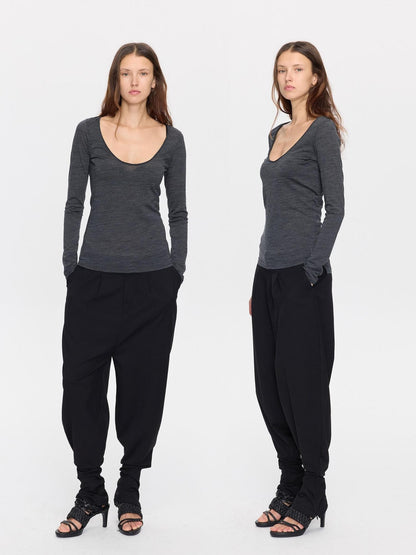 LYUOCHENG Black Equestrian Low Waist Tapered Women&