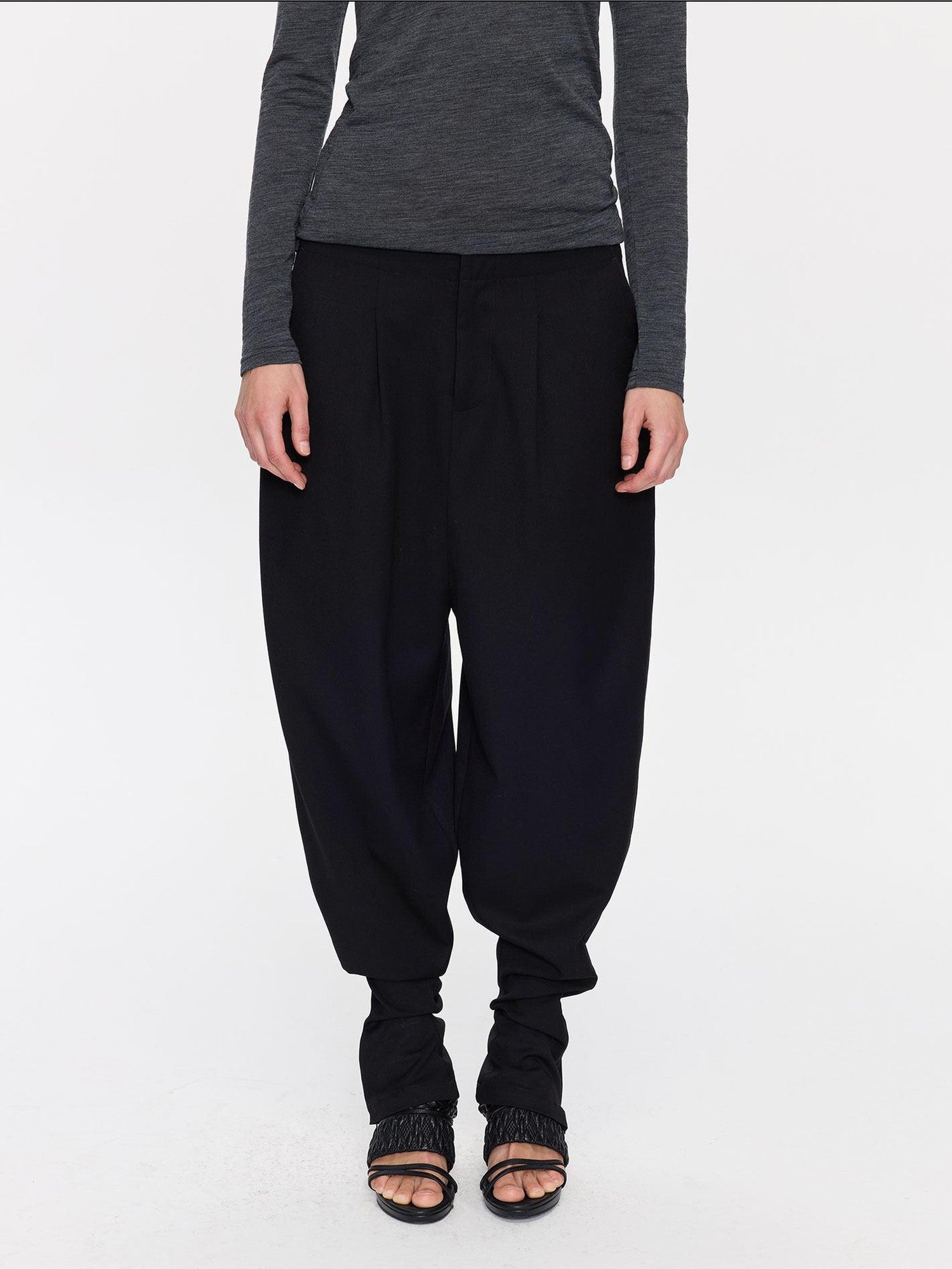 LYUOCHENG Black Equestrian Low Waist Tapered Women&